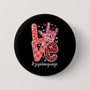 Badge Rond 5 Cm I Love You Sign Language Asl Valentine's Day Deaf
