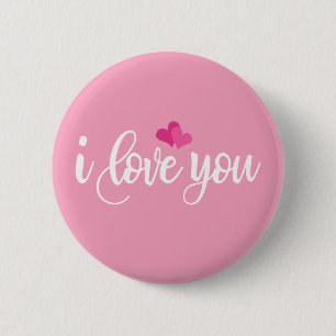 Badge Rond 5 Cm I Love You Valentine Calligraphy Pin Button