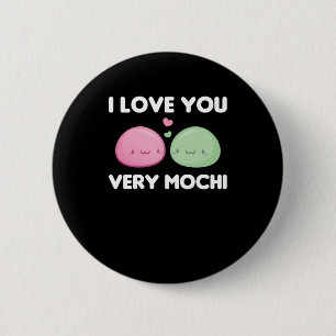 Badge Rond 5 Cm I Love You Very Mochi - Kawaii Mochi Ice Cream