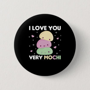 Badge Rond 5 Cm I Love You Very Mochi - Kawaii Mochi Ice Cream