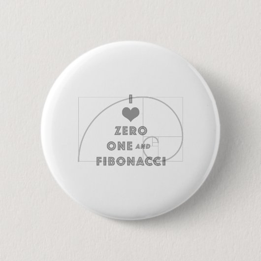 Badge Rond 5 Cm I Love Zero, One, et Fibonacci (Devant)