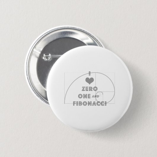 Badge Rond 5 Cm I Love Zero, One, et Fibonacci (Devant & derrière)