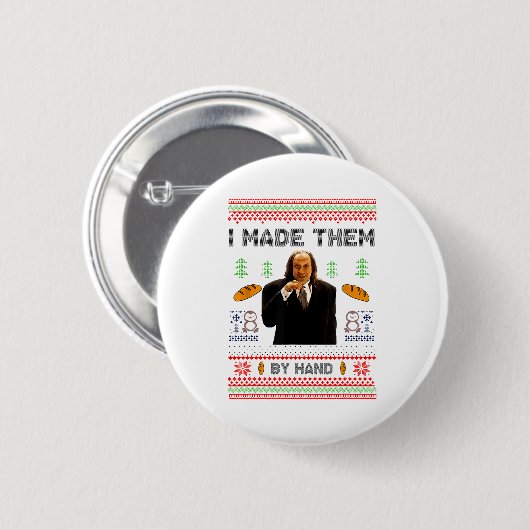Badge Rond 5 Cm I Made Them By Hand Funny Ugly Sweater (Devant & derrière)