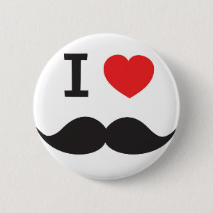 Badge Rond 5 Cm I moustache de coeur