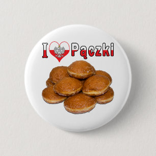Badge Rond 5 Cm I nourriture polonaise de Paczki de coeur