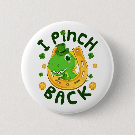 Badge Rond 5 Cm I Pinch Back Funny St Patrick's Day Dinosaur (Devant)