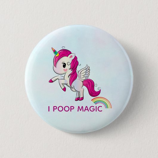Badge Rond 5 Cm I Poop Magic Funny Unicorne Dit (Devant)