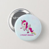 Badge Rond 5 Cm I Poop Magic Funny Unicorne Dit (Devant & derrière)