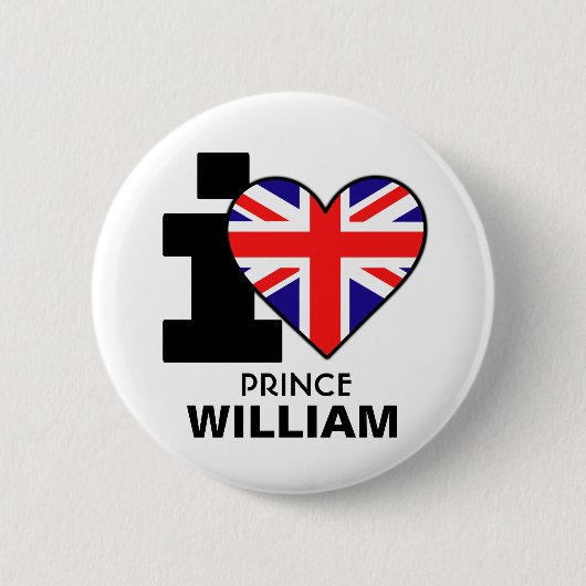 Badge Rond 5 Cm I prince William Button de coeur (Devant)