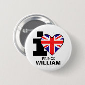 Badge Rond 5 Cm I prince William Button de coeur (Devant & derrière)