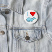 Badge Rond 5 Cm I produits de baleines de coeur (En situation)