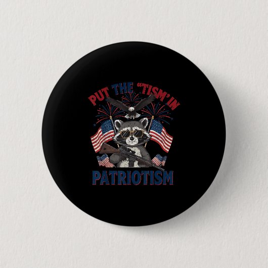 Badge Rond 5 Cm I Put The Tism In Patriotism Athletic Eagle (Devant)