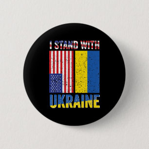 Badge Rond 5 Cm I Stand with Ukraine Support Ukrainian American US