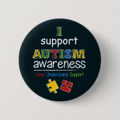 Badge Rond 5 Cm I Support Sensibilisation sur l'autisme Love Suppo (Devant)