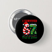 Badge Rond 5 Cm I Survived 67 Days Of School Christmas Candy Cane (Devant & derrière)
