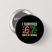 Badge Rond 5 Cm I Survived 67 Days Of School Christmas Red Plaid F (Devant & derrière)