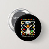 Badge Rond 5 Cm I Survived 67 Days Of School Funny Goose Boys Coun (Devant & derrière)