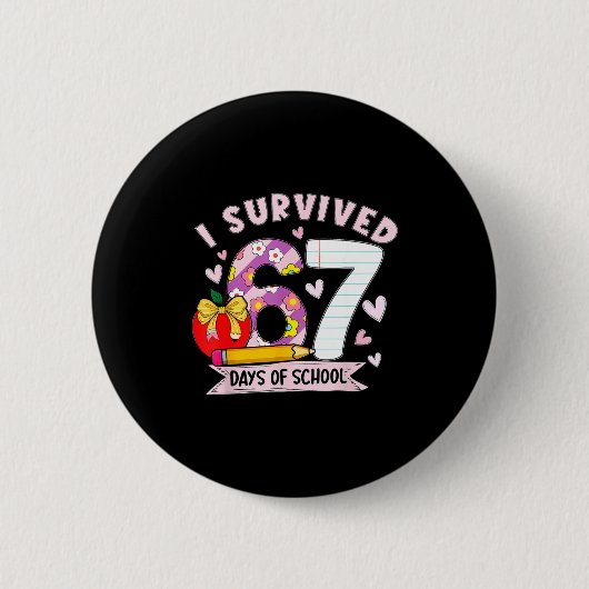 Badge Rond 5 Cm I Survived 67 Days Of School Funny Leopard Student (Devant)