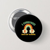 Badge Rond 5 Cm I Survived 67 Days Of School Funny Meme Student Te (Devant & derrière)