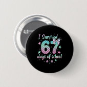 Badge Rond 5 Cm I Survived 67 Days Of School Mermaid Coquette Bow (Devant & derrière)