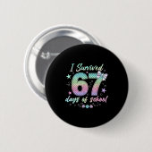 Badge Rond 5 Cm I Survived 67 Days Of School Mermaid Coquette Bow (Devant & derrière)