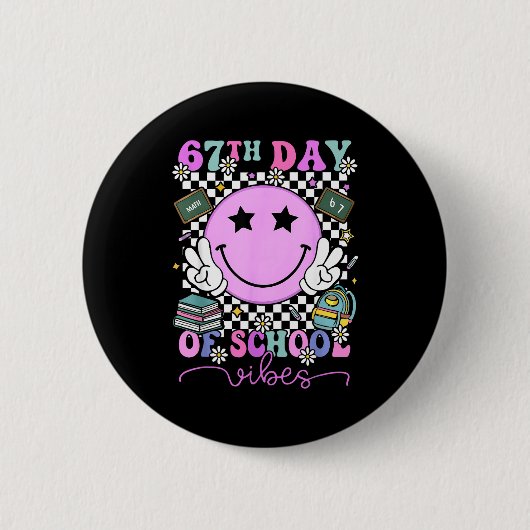 Badge Rond 5 Cm I Survived 67 Days Of School Smile Face Six Seven (Devant)