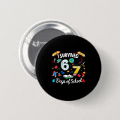 Badge Rond 5 Cm I Survived 67 Days Of School Teachers Students Boy (Devant & derrière)