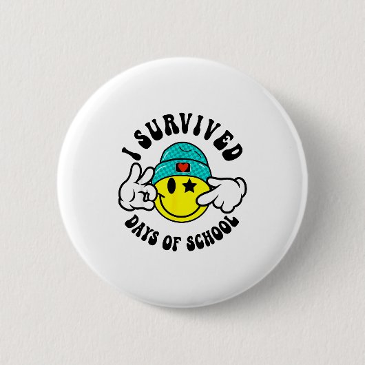 Badge Rond 5 Cm I Survived 67 Days Of School Teachers Students Six (Devant)