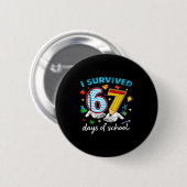 Badge Rond 5 Cm I Survived 67th Day Of School Six Seven Kids (Devant & derrière)