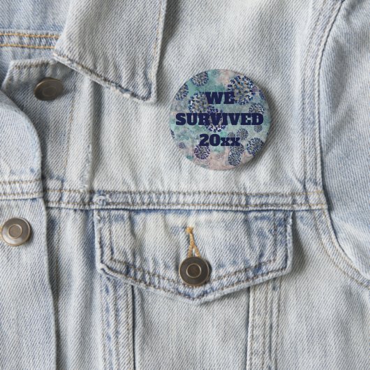 Badge Rond 5 Cm I Survived Blue Covid Virus Button (En situation)