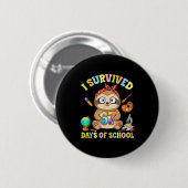 Badge Rond 5 Cm I Survived Six Seven Days Of School Cute Sloth Stu (Devant & derrière)