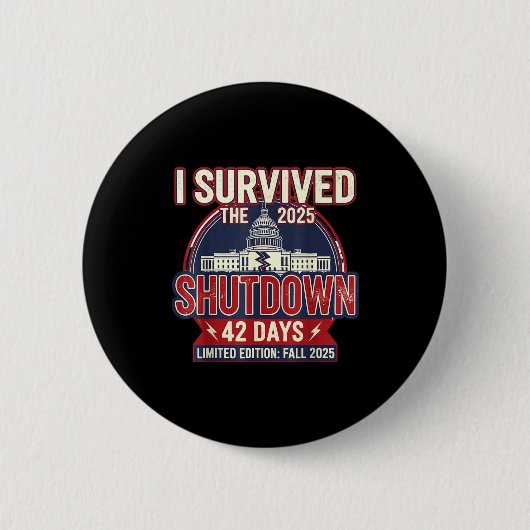 Badge Rond 5 Cm I Survived The 2025 Shutdown Funny Litical Quote (Devant)