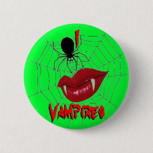 Badge Rond 5 Cm I vampires de coeur {vert de chaux}