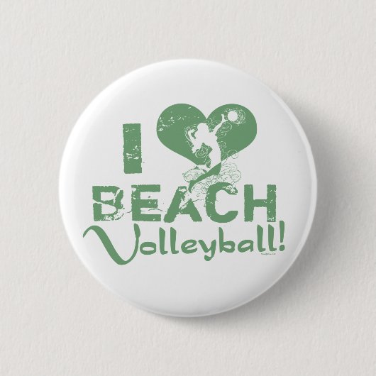 Badge Rond 5 Cm I volleyball de plage de coeur (Devant)