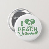 Badge Rond 5 Cm I volleyball de plage de coeur (Devant & derrière)