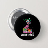 Badge Rond 5 Cm I want a Flamingo for christmas pink flamenco (Devant & derrière)