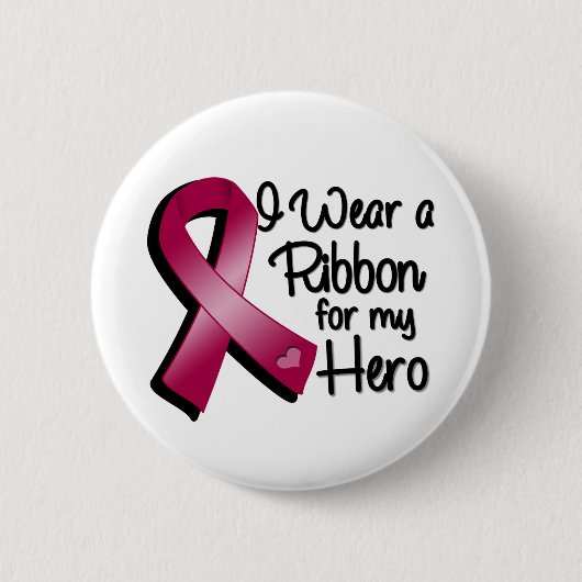 Badge Rond 5 Cm I Wear a Burgundy Ribbon For My Hero (Devant)