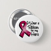 Badge Rond 5 Cm I Wear a Burgundy Ribbon For My Hero (Devant & derrière)