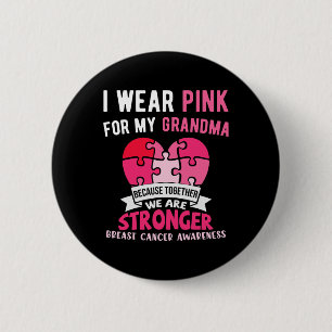 Badge Rond 5 Cm I Wear Pink For My Grandma Elephant Breast Cancer