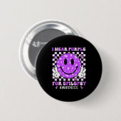 Badge Rond 5 Cm I Wear Purple For Elepsy Awareness Smile Face Emle (Devant & derrière)