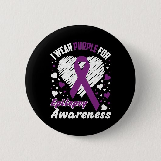 Badge Rond 5 Cm I Wear Purple For Epilepsy Awareness  (Devant)