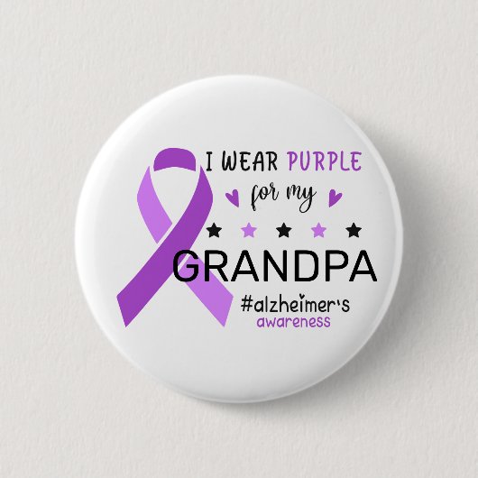 Badge Rond 5 Cm I Wear Purple For My Grandma Alzheimer Awareness (Devant)