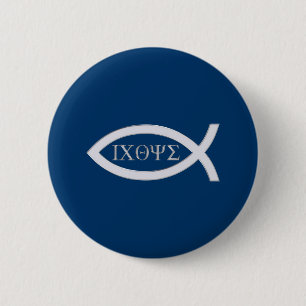 Badge Rond 5 Cm Ichthys - Symbole du poisson chrétien