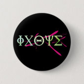 Badge Rond 5 Cm ICHTUS Grec noir (Devant)