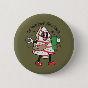 Badge Rond 5 Cm Ici on dirait un gâteau en forme de sapin de Noël