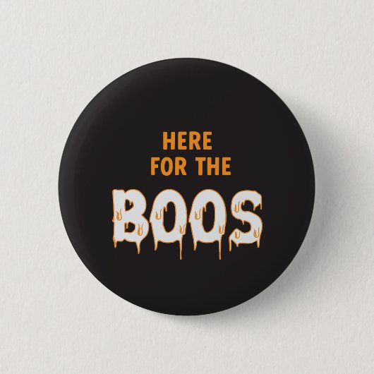 Badge Rond 5 Cm Ici pour Boos Funny Halloween Noir (Devant)