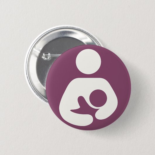 Badge Rond 5 Cm Icône Allaitement - Mauve (Devant & derrière)