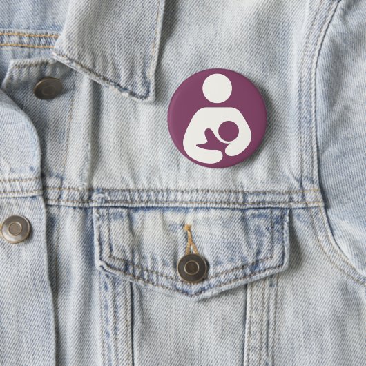 Badge Rond 5 Cm Icône Allaitement - Mauve (En situation)