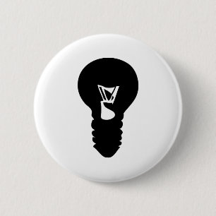 Badge Rond 5 Cm icône d'ampoule noire