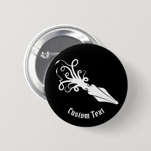 Badge Rond 5 Cm Icône de calmar blanc (Devant & derrière)